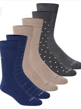 Calvin Klein 6-Pack Crew Socks in Blue and Gray Tones